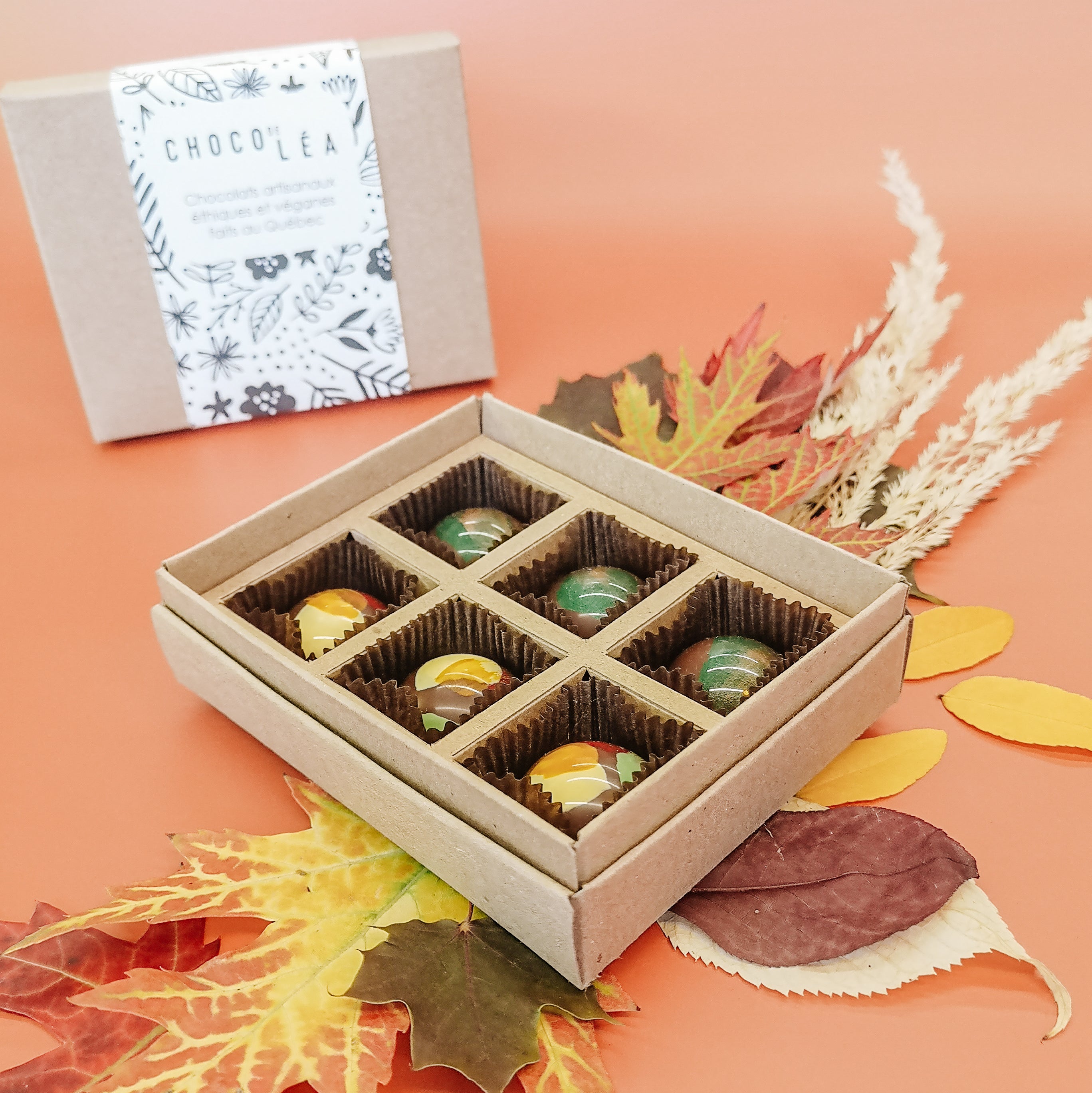 Boîte de 6 chocolats assortis d'automne