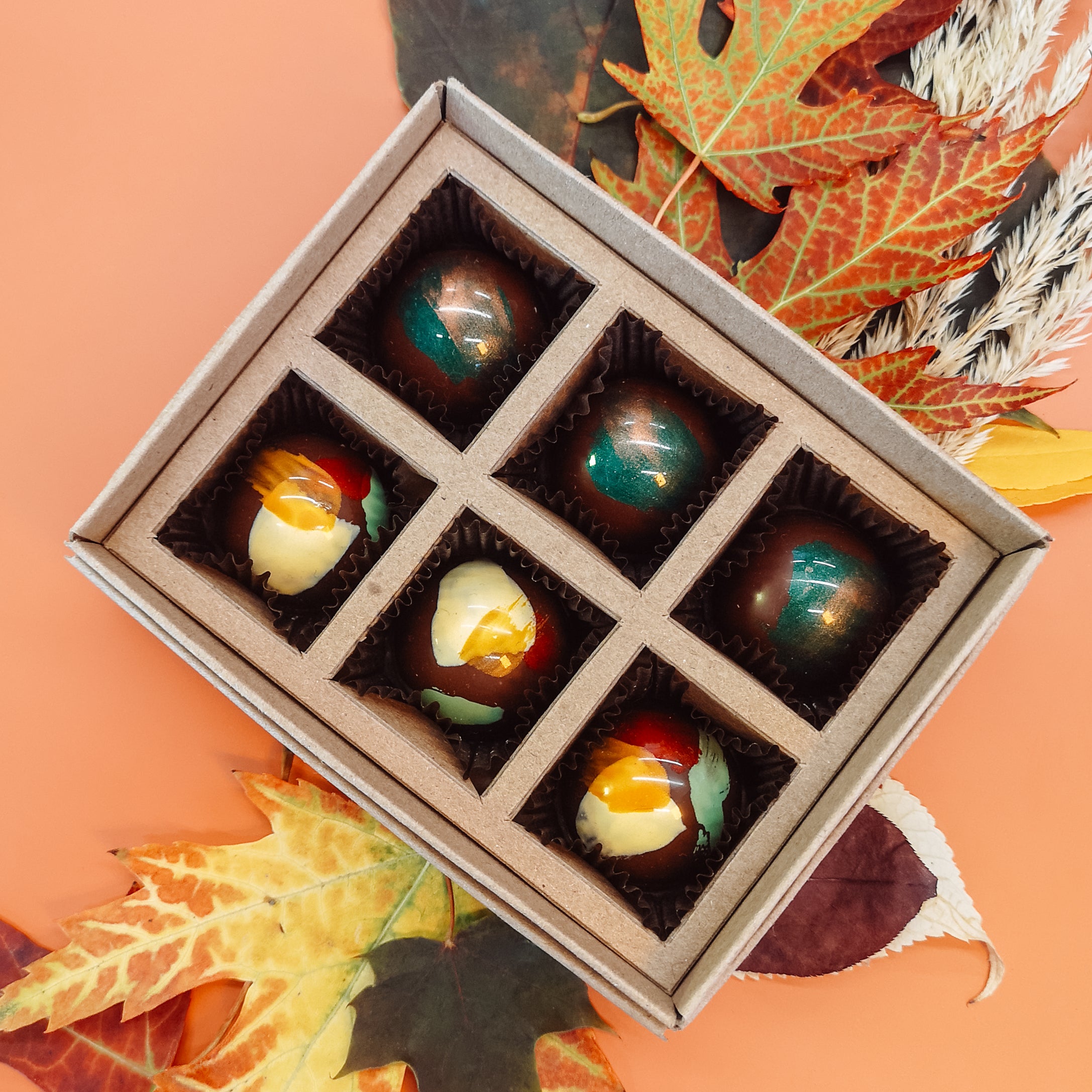 Boîte de 6 chocolats assortis d'automne